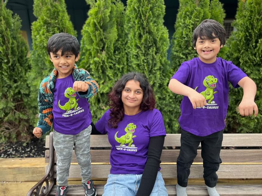 Customer photo review of Dino-O-Saurus With Custom Kids Name Tee