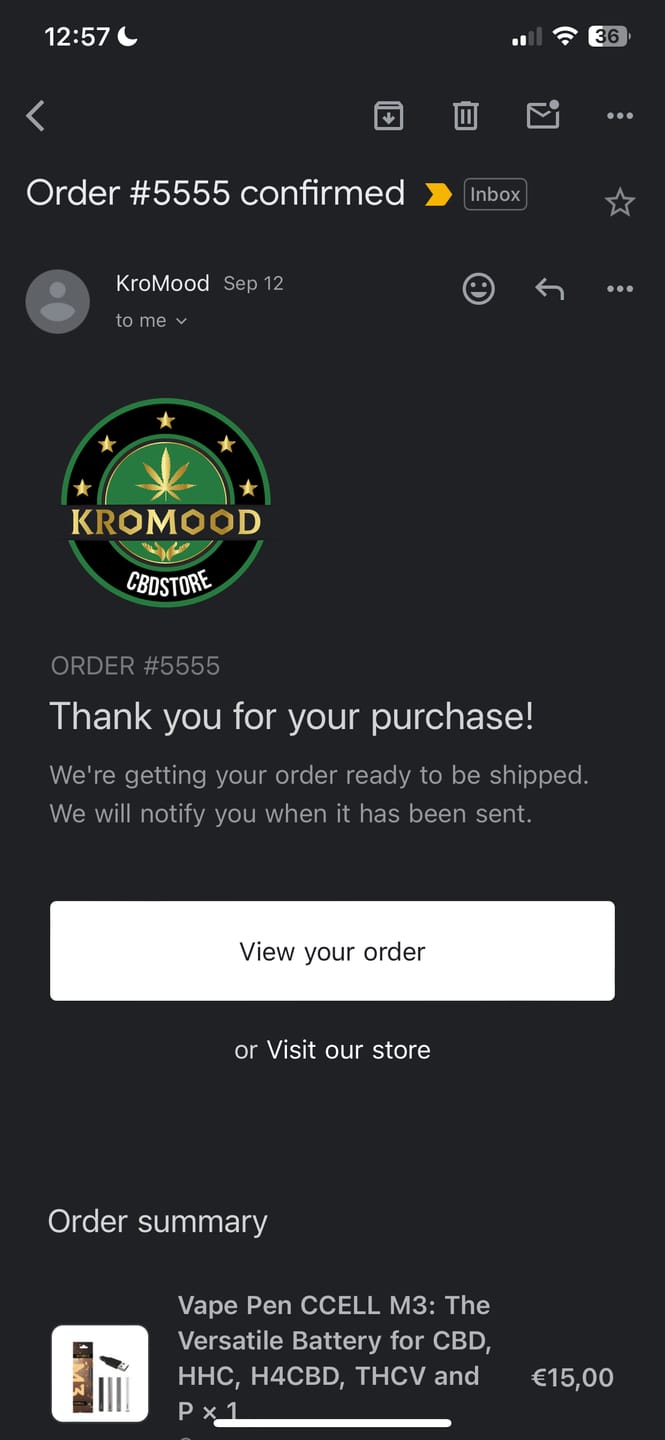 Customer photo review of KroMood Cartouche (Dab Pen) de THCP - Gelato - 10% THCP/1000MG - 1ML - 600 bouffées