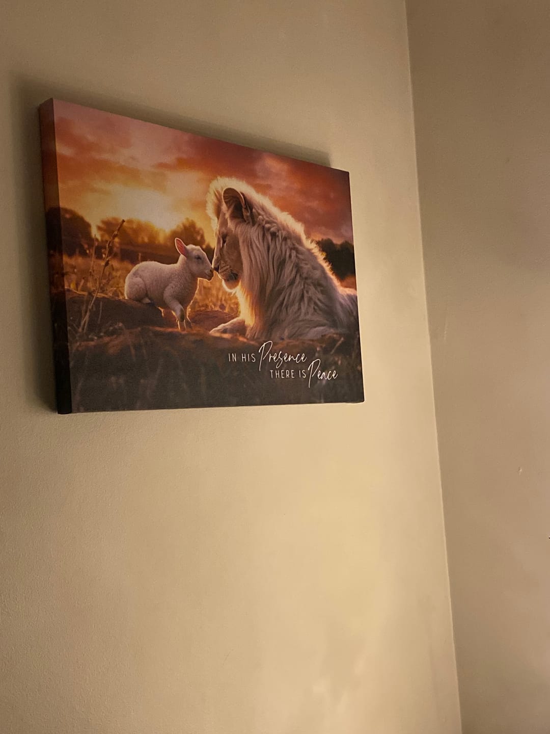 Customer photo review of In His Presence There is Peace, Lion and Lamb, Wall Art Canvas