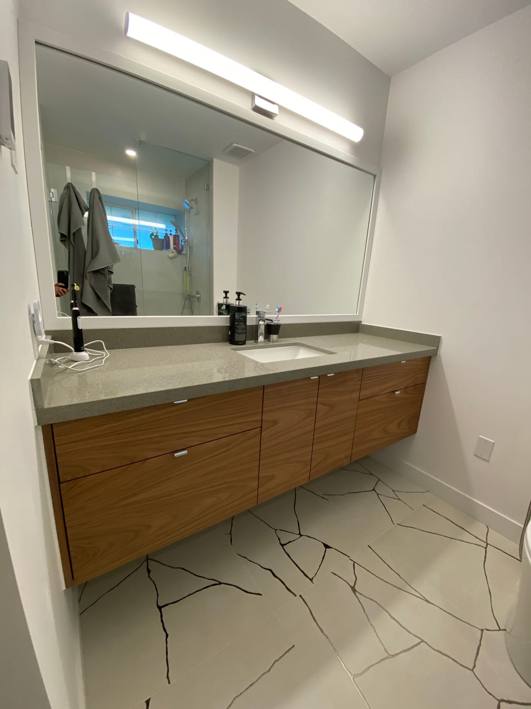 Customer photo review of Austin 72" Wall Mount American Black Walnut Bathroom Vanity