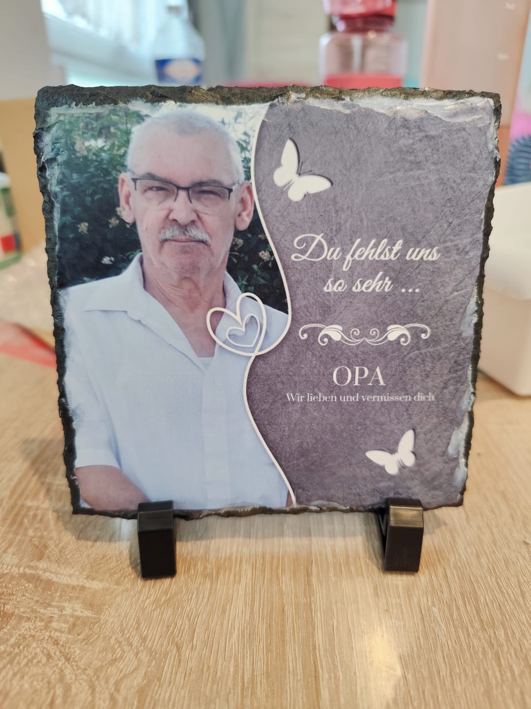Customer photo review of Du fehlst uns so sehr ... - Individuelle Schieferplatte