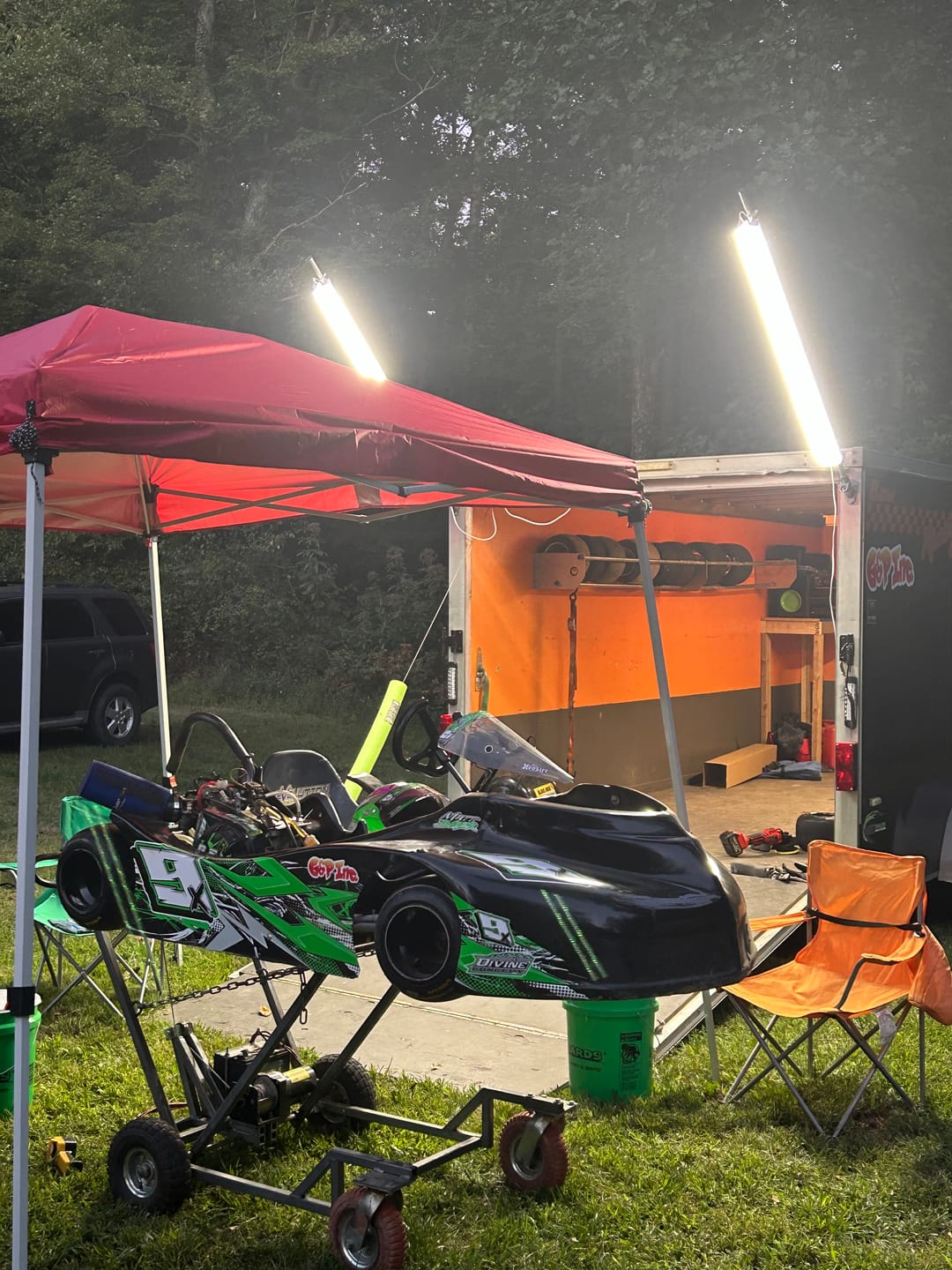 Customer photo review of Racing Trailer Pit Light – Dual 5 Foot Pole 20,000 Lumens