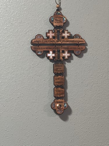 Customer photo review of Lord's Prayer Jerusalem Cross Wall Hanging