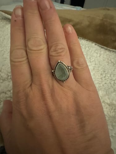 Customer photo review of Teardrop Aquamarine Ring Sterling Silver