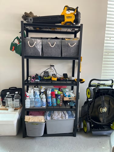 Customer photo review of REIBII 35.6"W Metal Shelving 2500LBS Heavy-Duty Storage Shelves Adjustable Storage Shelves for Garage, Kitchen,Basement