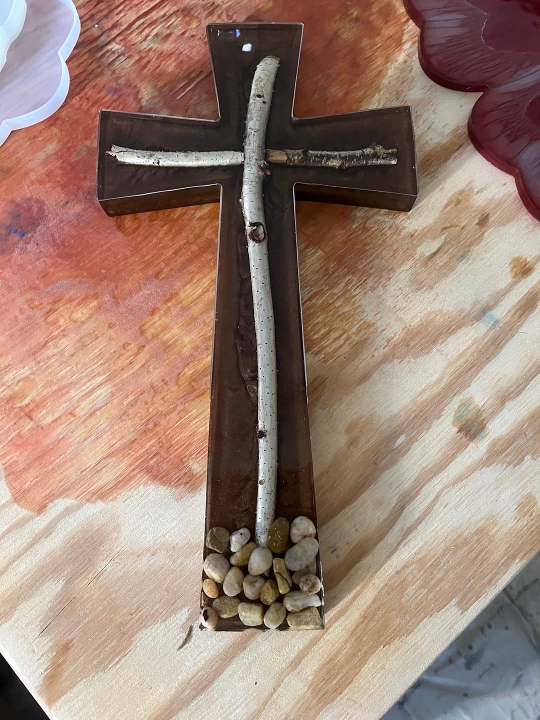 Customer photo review of 15x8x1" Flared Cross Silicone Mold For Epoxy Resin - Angled Cross Mold