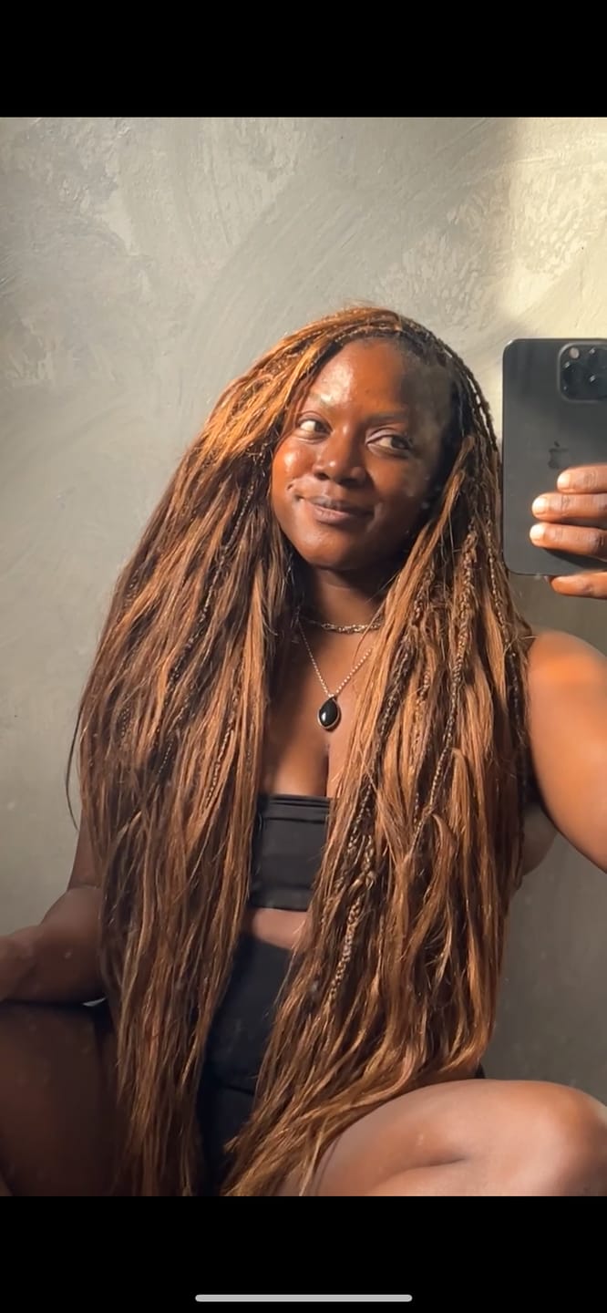 Customer photo review of #30 Light Brown Body Wave Bulk Human Braiding Hair