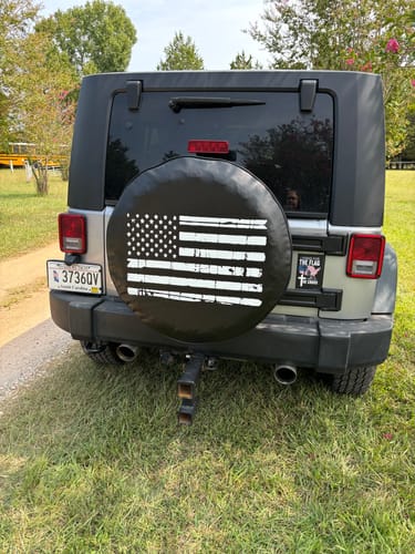 Customer photo review of Distressed American Flag Spare Tire Cover - Customize Any Color