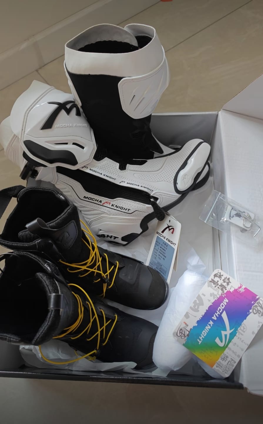 Customer photo review of Allgoal White Motorcycle Riding Boots