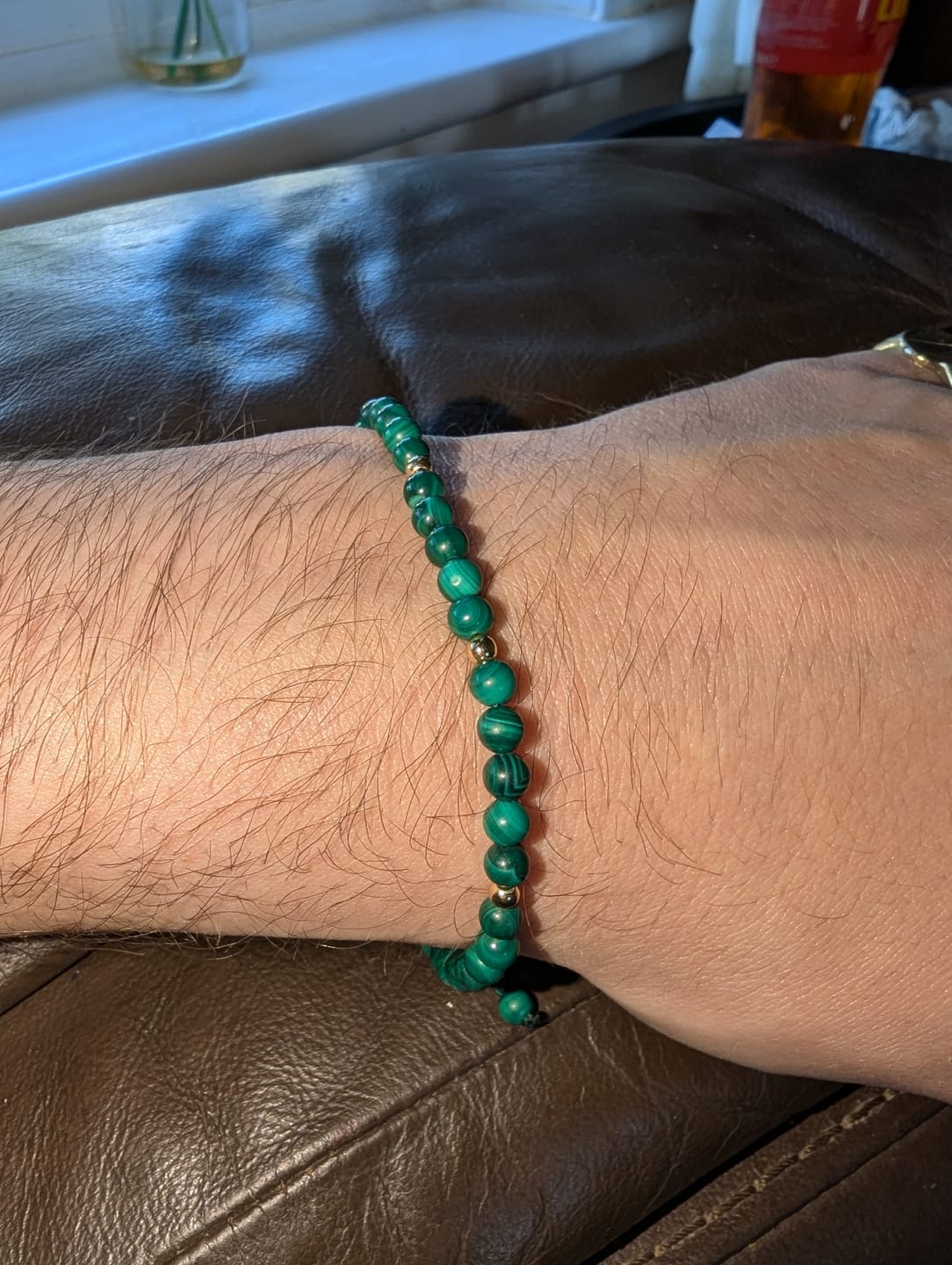 Customer photo review of Buddha Stones Natural Malachite Protection Calmness String Bracelet