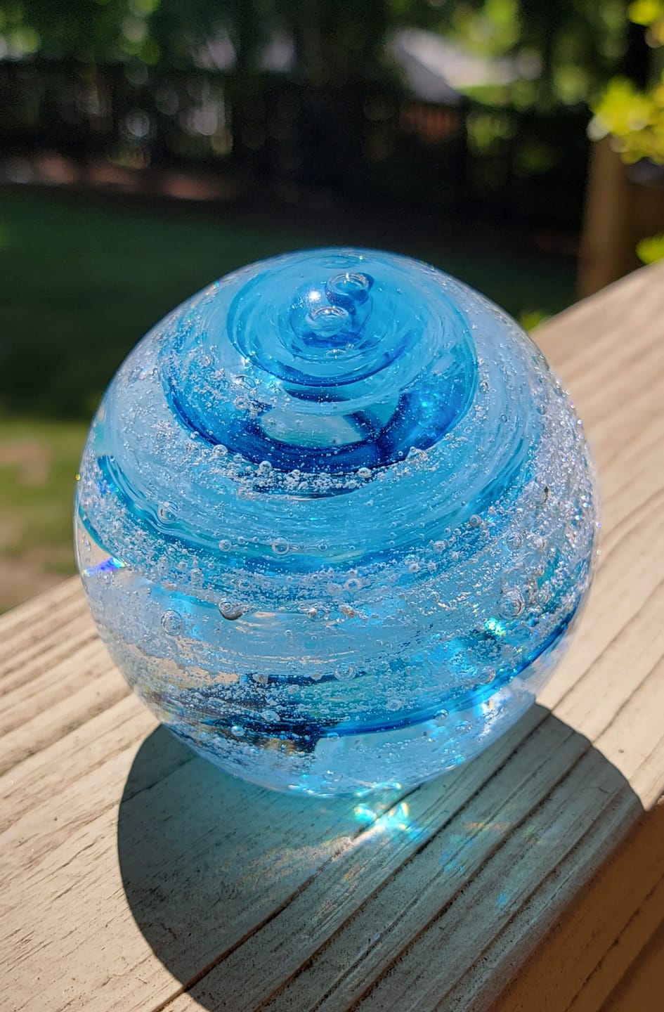 Customer photo review of Tranquil Swirl Paperweight with Cremation Ash