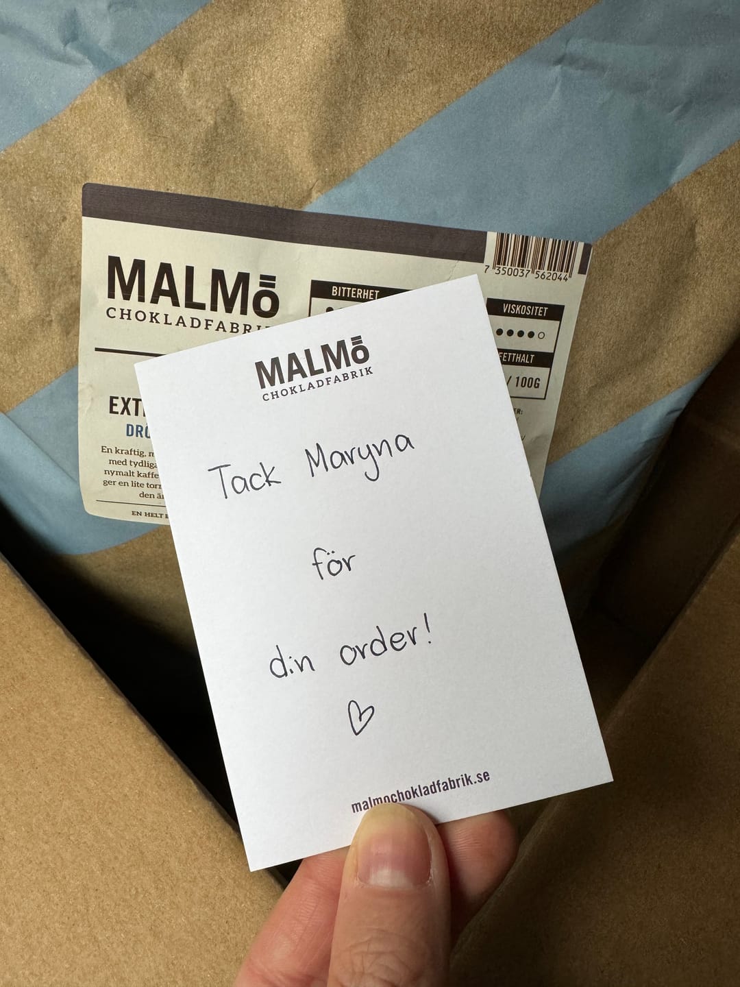 Customer photo review of Malmö Extra Mörk 85% - couvertyr