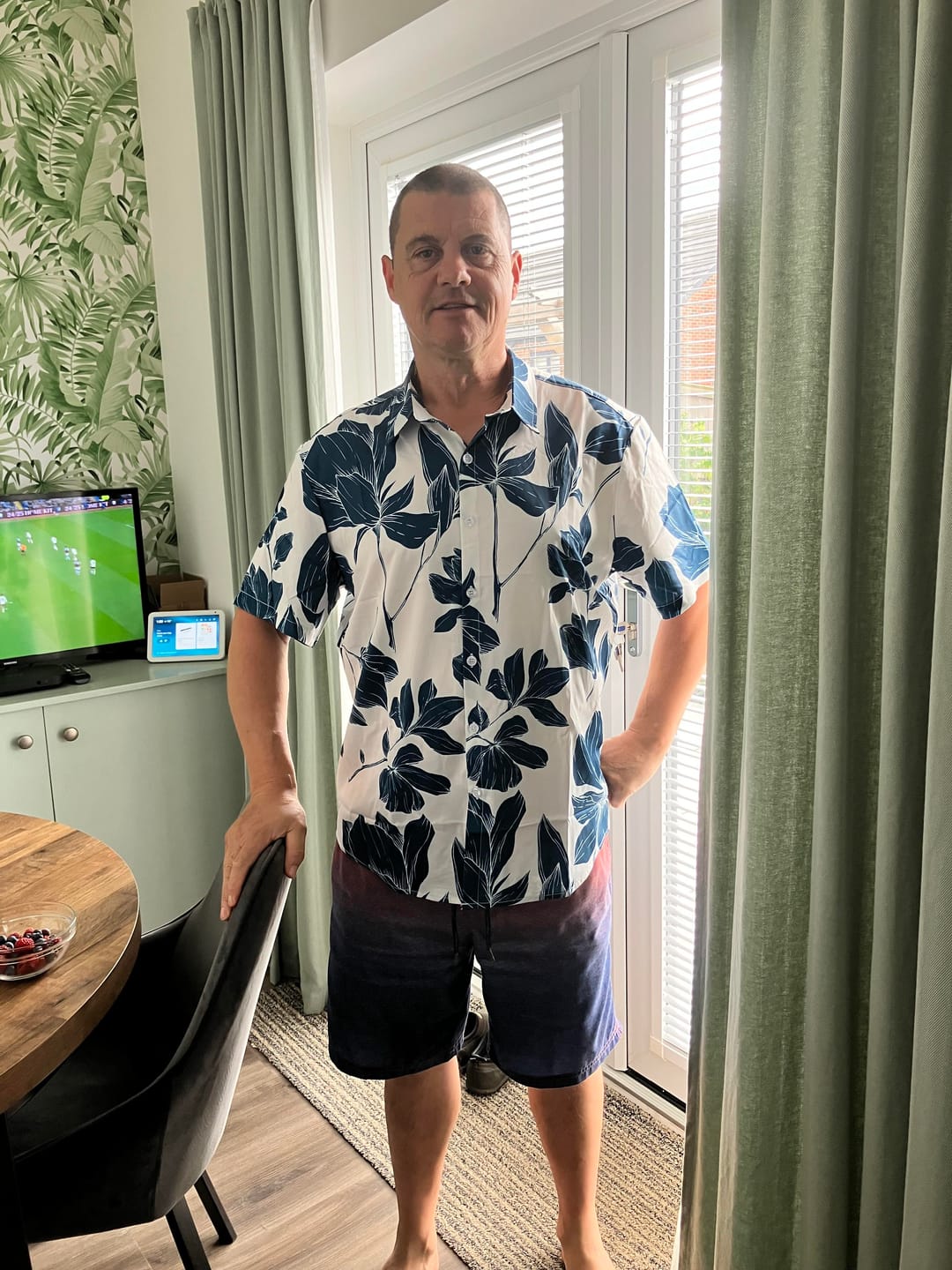 Customer photo review of Men's Summer Casual Floral Button Up Short Sleeve Holiday Cool Beach Shirt