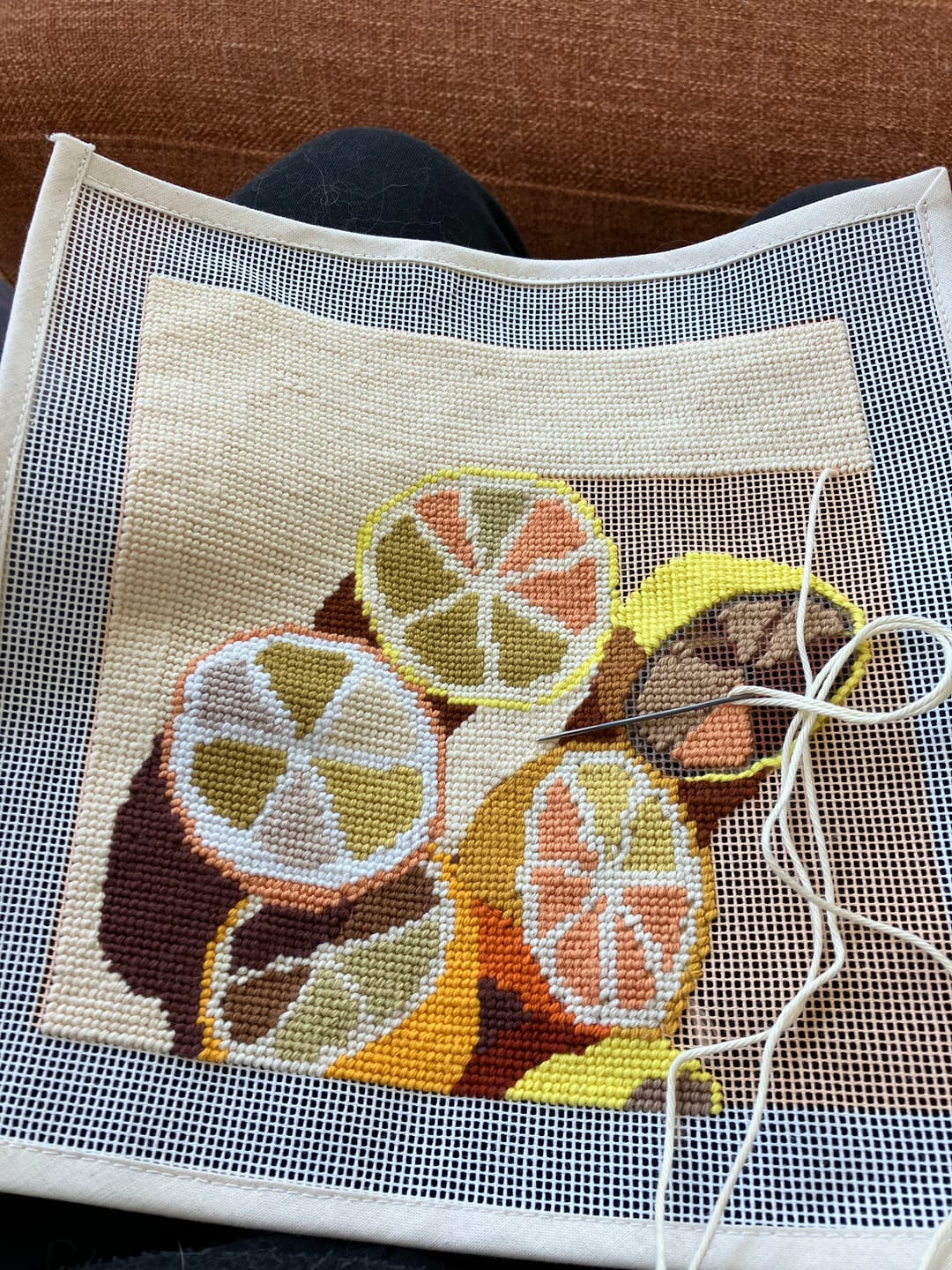 Customer photo review of Lemons Needlepoint Kit