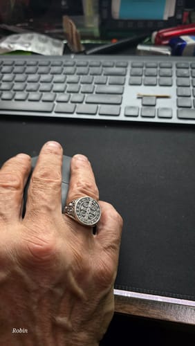 Customer photo review of Saint Benedict Medal Cross Ring