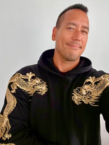 Customer photo review of Double Flying Dragons Embroidery Hoodie