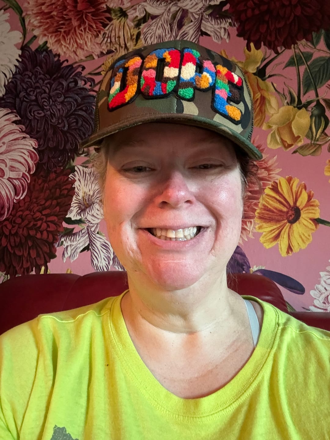 Customer photo review of Chenille Dope Camo Patched Hat