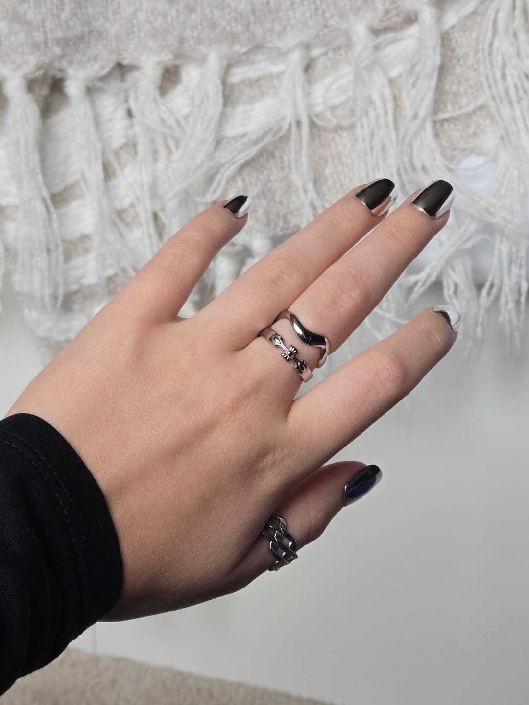 Customer photo review of Chrome Cross Ring Band