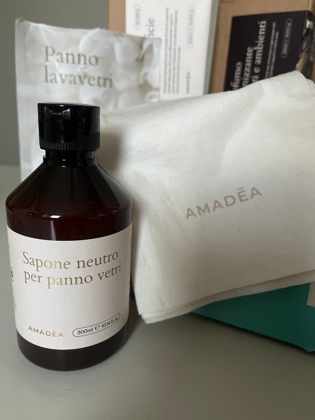 Customer photo review of Kit Vetri: Panno + Sapone Neutro
