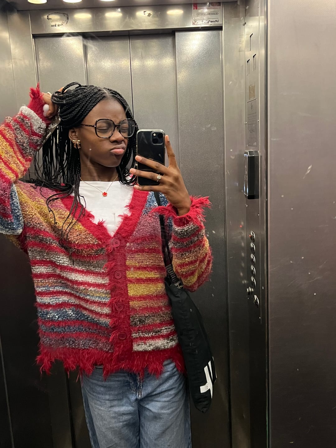 Customer photo review of Aelfric Eden Fringe Stripe Cardigan