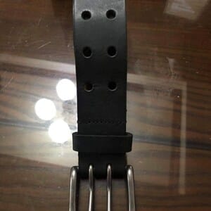 Customer photo review of Black Double Hole Full Grain Leather Belt