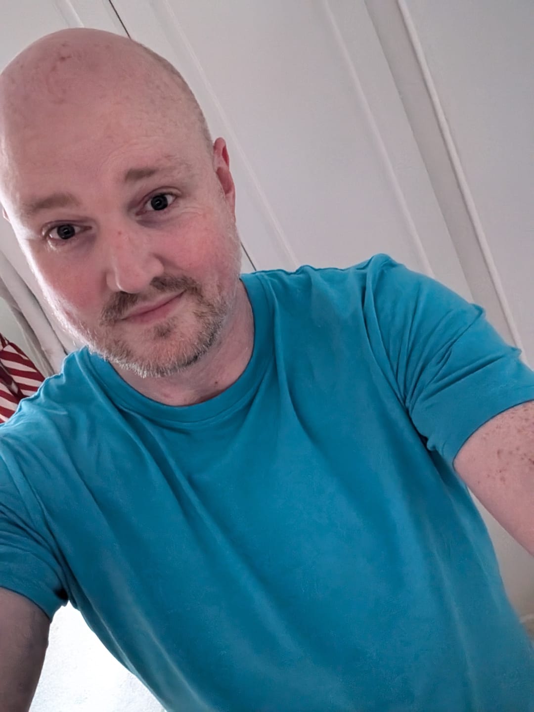 Customer photo review of Organic Tall Slim T-shirt (Cyan)