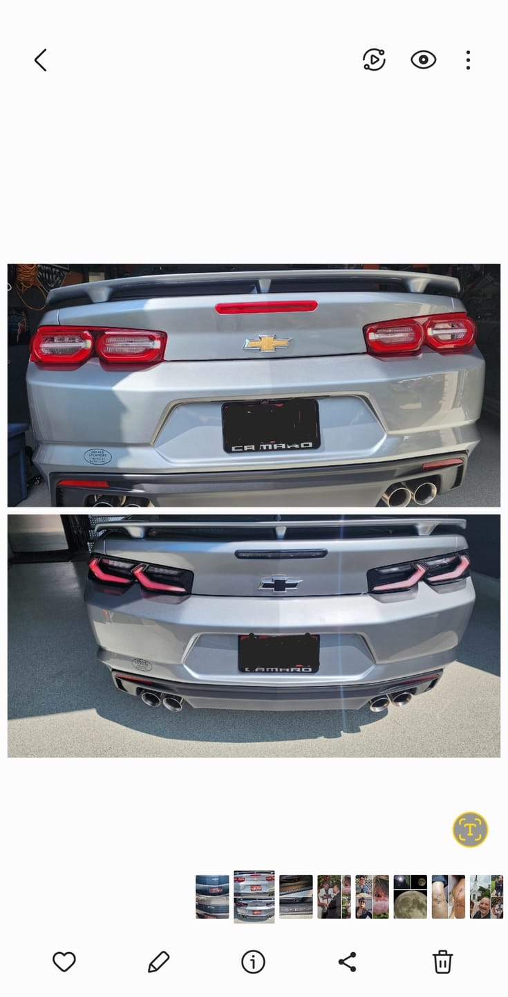 Customer photo review of 2019-2025 CHEVY CAMARO UMBRA LED TAILLIGHTS GLOSS BLACK/SMOKE LENS