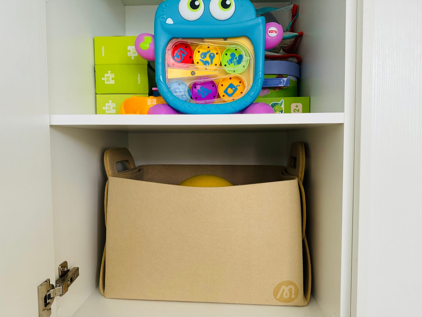 Customer photo review of Mideer Toy Storage Bag: Beige