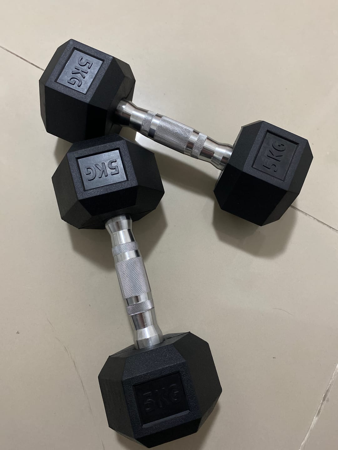Customer photo review of Mancuernas Hexagonales de Caucho (Par)