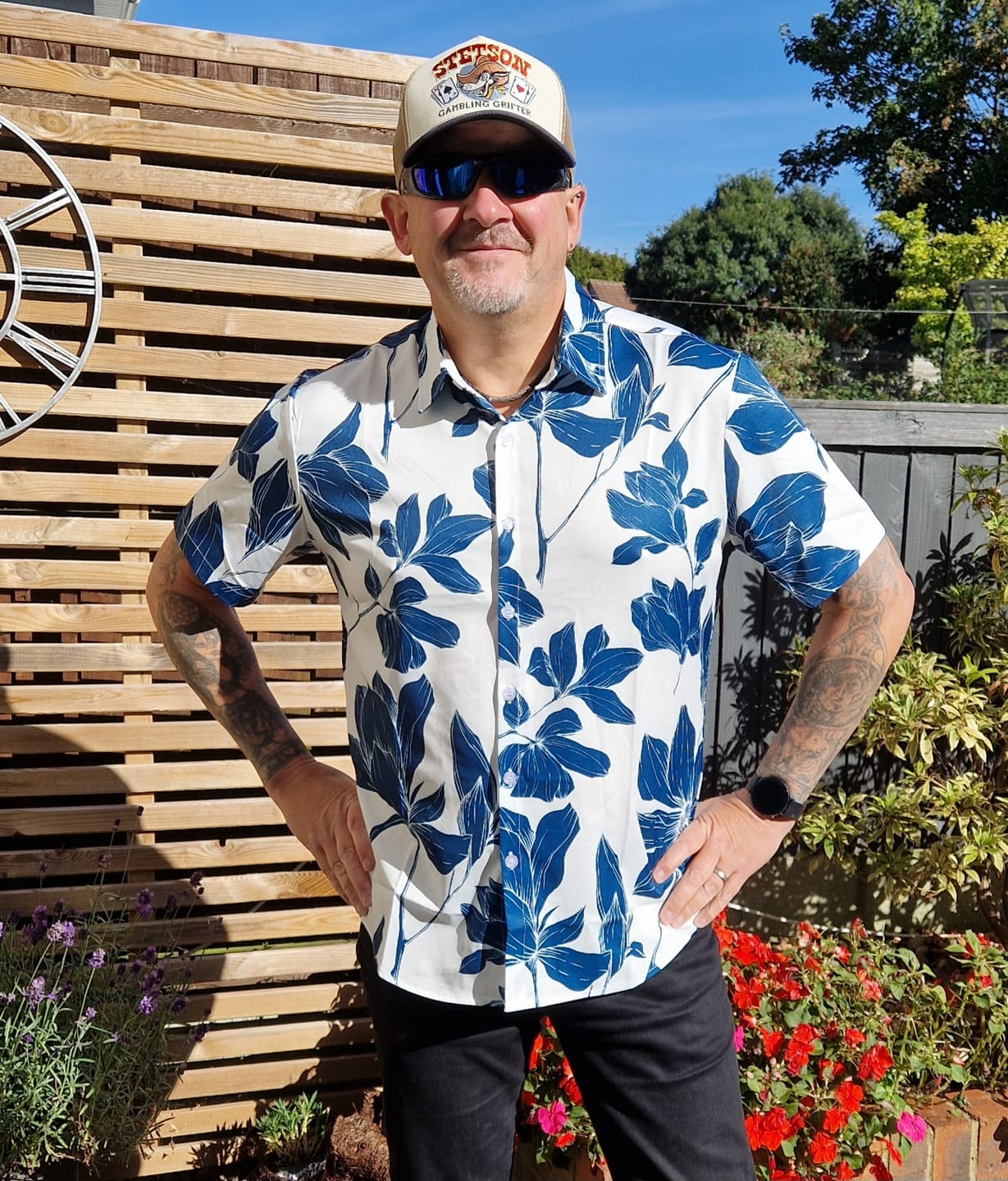 Customer photo review of Men's Summer Casual Floral Button Up Short Sleeve Holiday Cool Beach Shirt