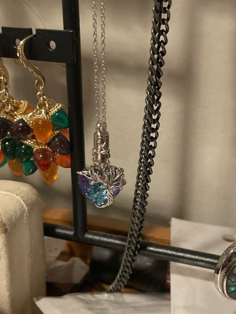 Customer photo review of Crystal Cremation Necklace - Tree of Life Keepsake Urn