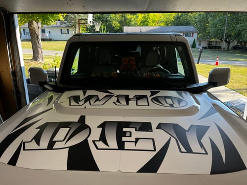 Customer photo review of Bronco Hood: Custom MEK Removable Trail Armor