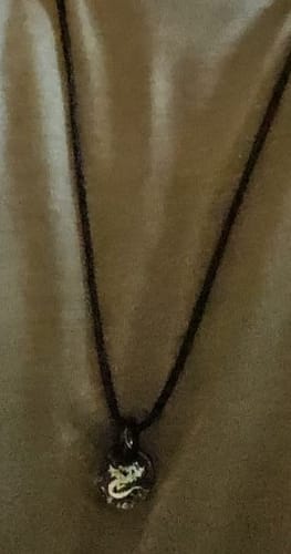 Customer photo review of Dragon Hologram Pendant with Infused Cremation Ash