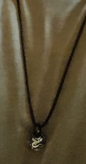 Customer photo review of Dragon Hologram Pendant with Infused Cremation Ash