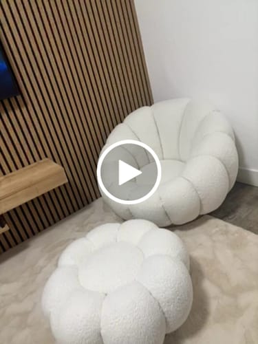 Customer video review of Fauteuil pivotant piètement couleur or avec pouf assorti - BLUM