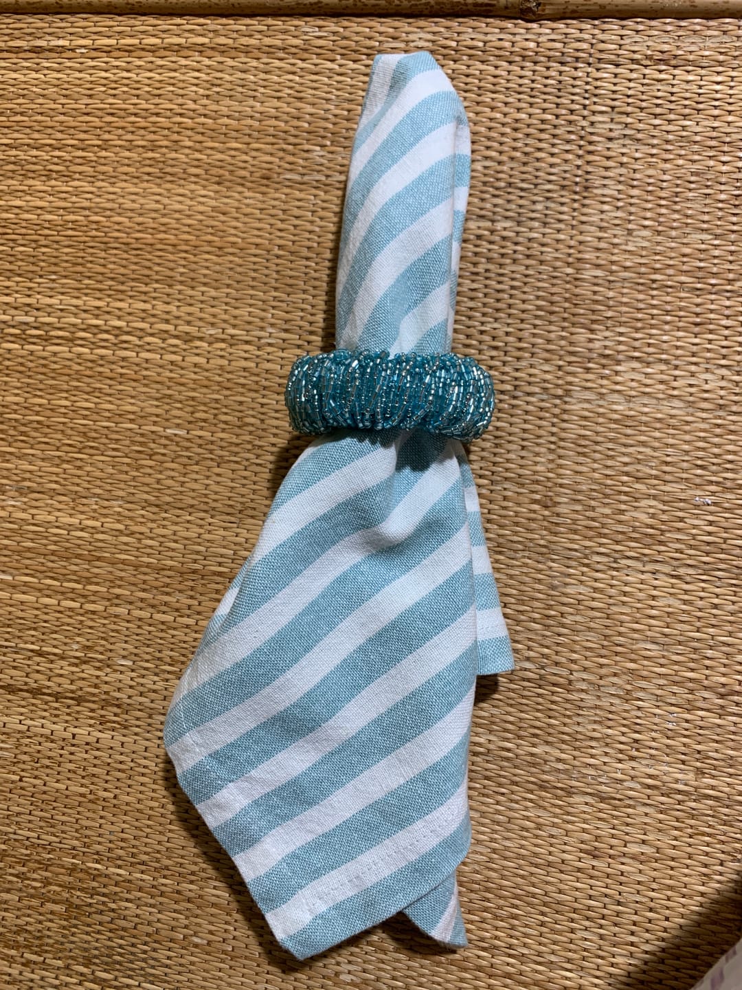 Customer photo review of Bling-Bling Napkin Ring in Light Teal, Set of 4