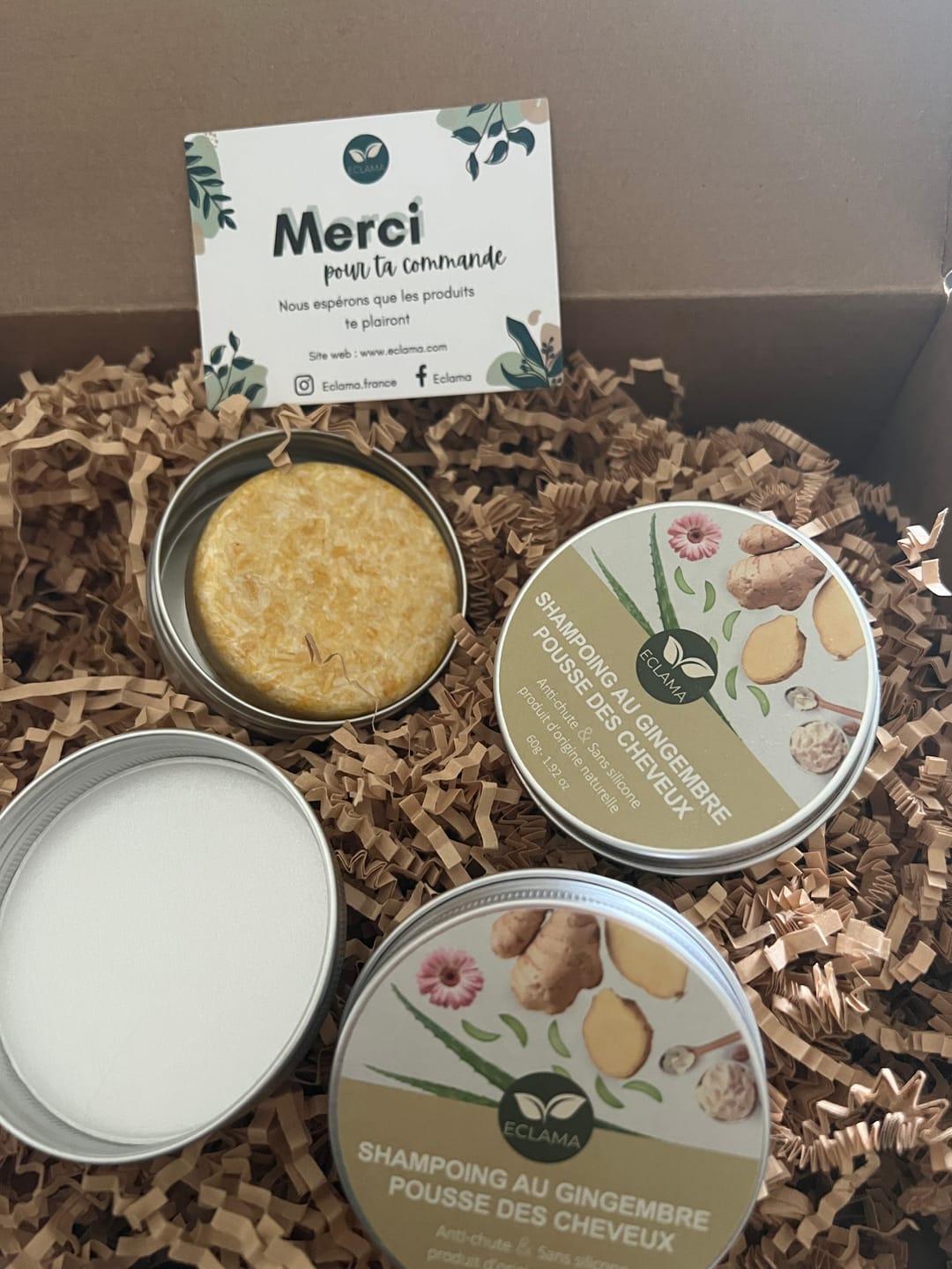 Customer photo review of Shampoing Solide Gingembre Anti chute & Pousse de cheveux - ECLAMA