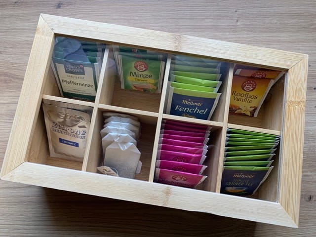 Customer photo review of Engraved Bamboo Tea Bag Storage Box - 8 Slots