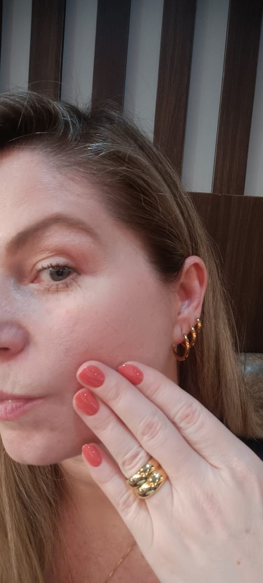 Customer photo review of Anel Double Chunky Banhado em Ouro 18K