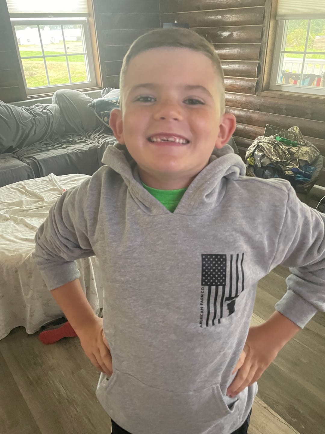 Customer photo review of Ash 'Harvest Flag' Hoodie - Toddler & Youth
