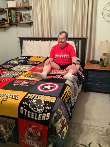 T-shirt quilt featuring pittsburgh steelers, pittsburgh pirates by Rebecca from WV