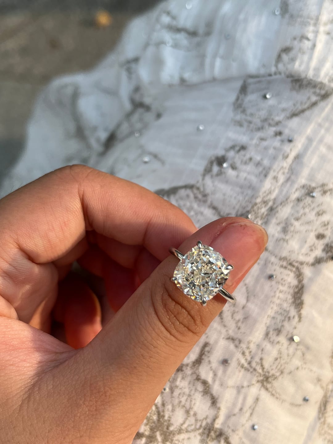 Customer photo review of S925 3.0Ct~6.0 Ct Cushion Cut Engagement Ring In Sterling Silver For Everyday Wear Travel Ring
