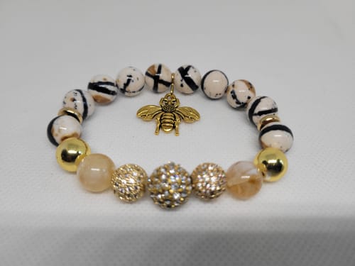 Customer photo review of 15.5" 6mm/8mm/10mm dyed beige black yellow rain flower stone round beads