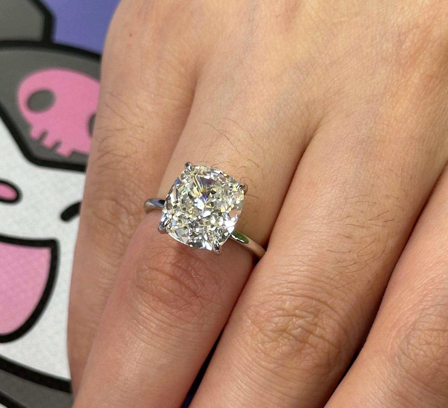 Customer photo review of S925 3.0Ct~6.0 Ct Cushion Cut Engagement Ring In Sterling Silver For Everyday Wear Travel Ring