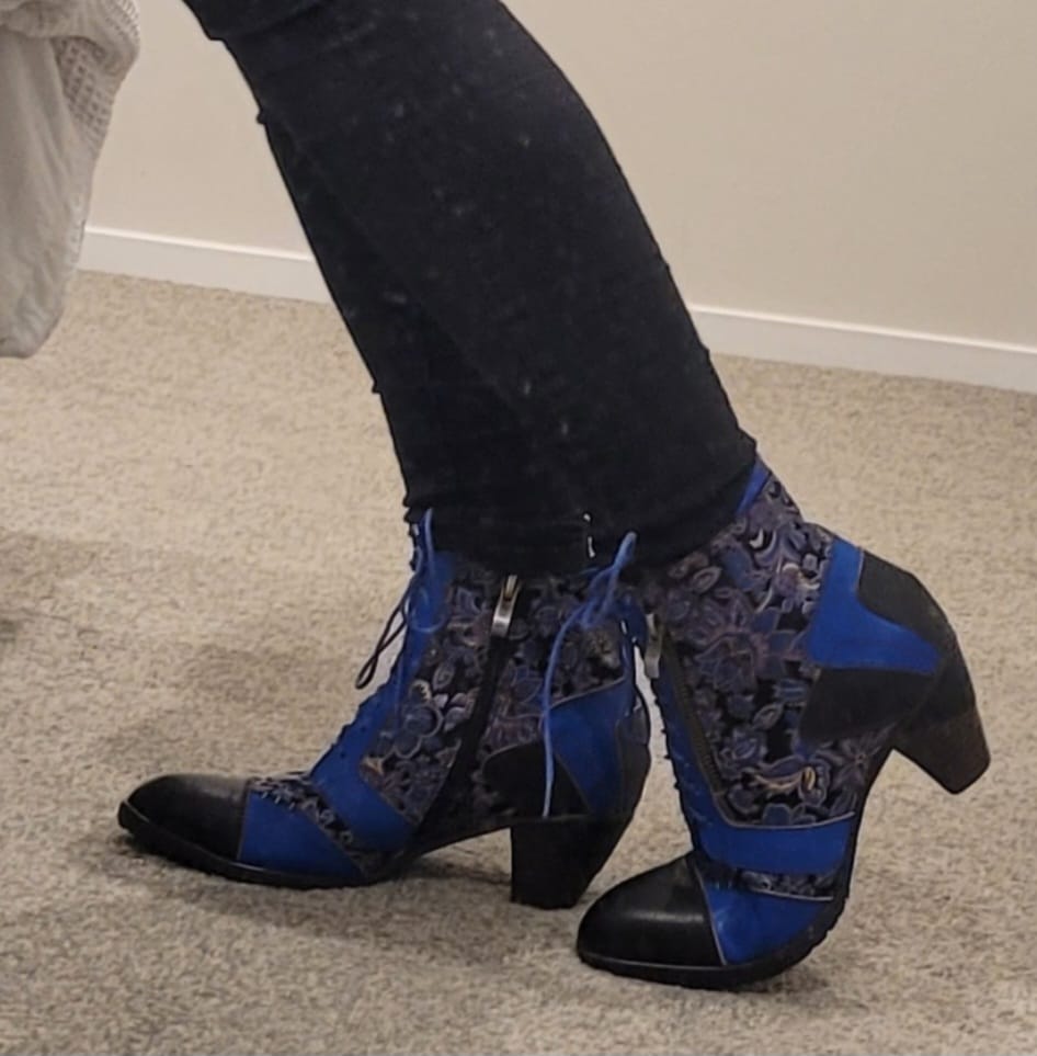 Customer photo review of Retro Handmade Leather Patchwork Ankle Boots