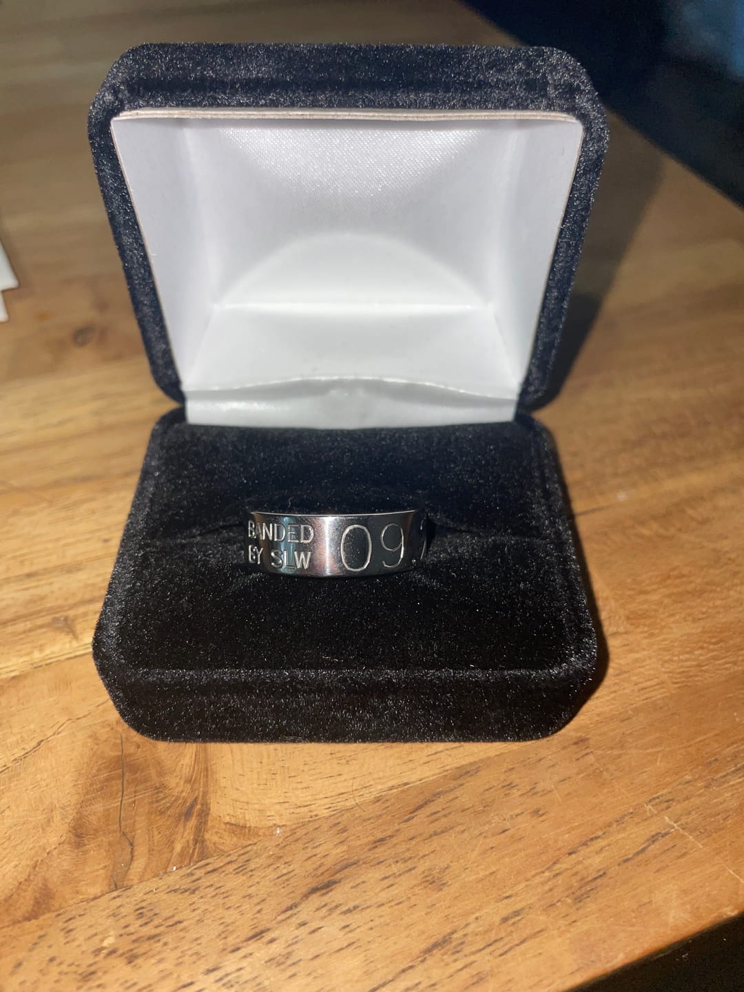 Customer photo review of Duck Band in Titanium 8mm Wide - Customizable