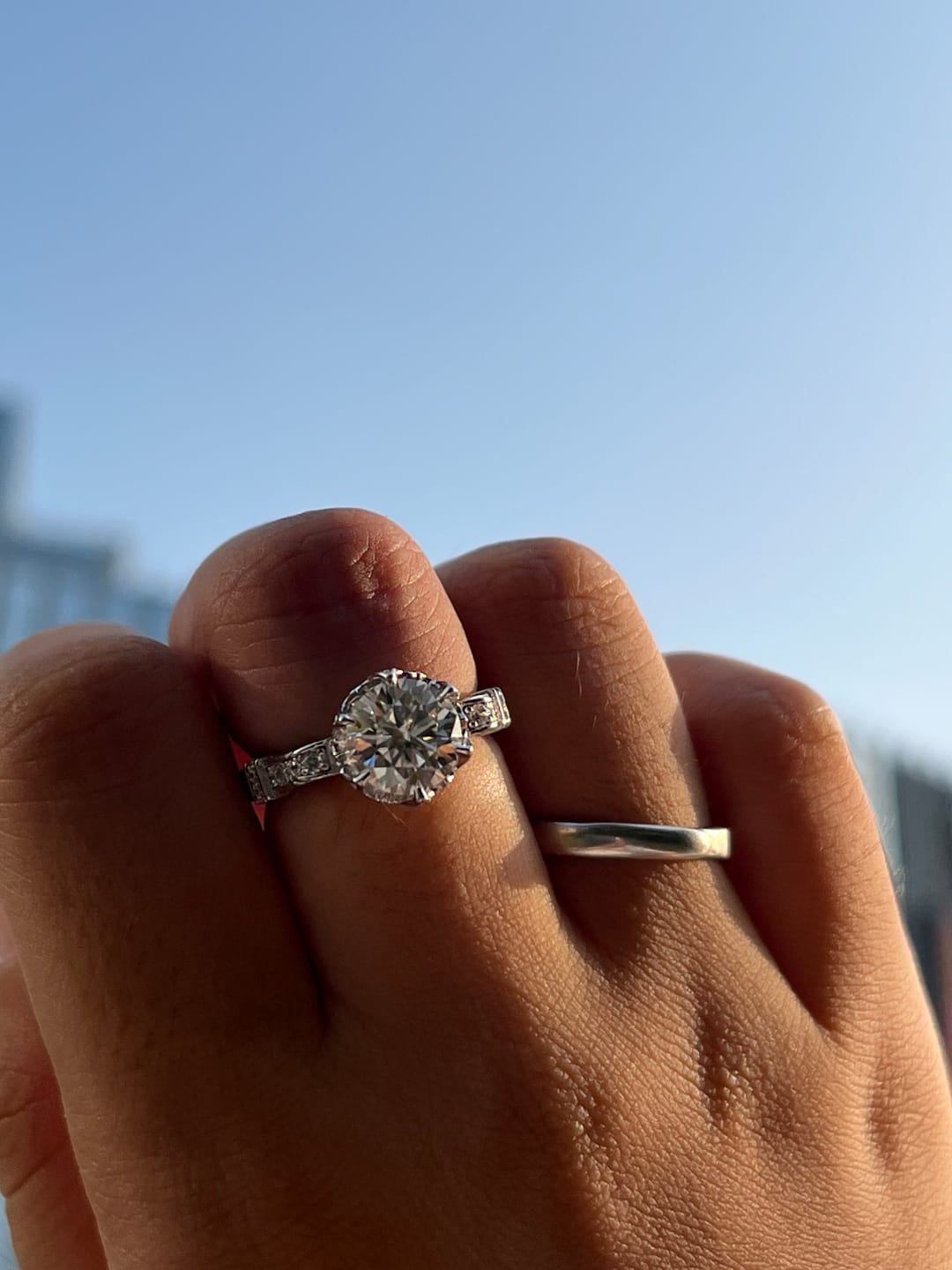 Customer photo review of S925 Moissanite 1.0~2.0 Carat Engagement Ring Promise Ring For Women