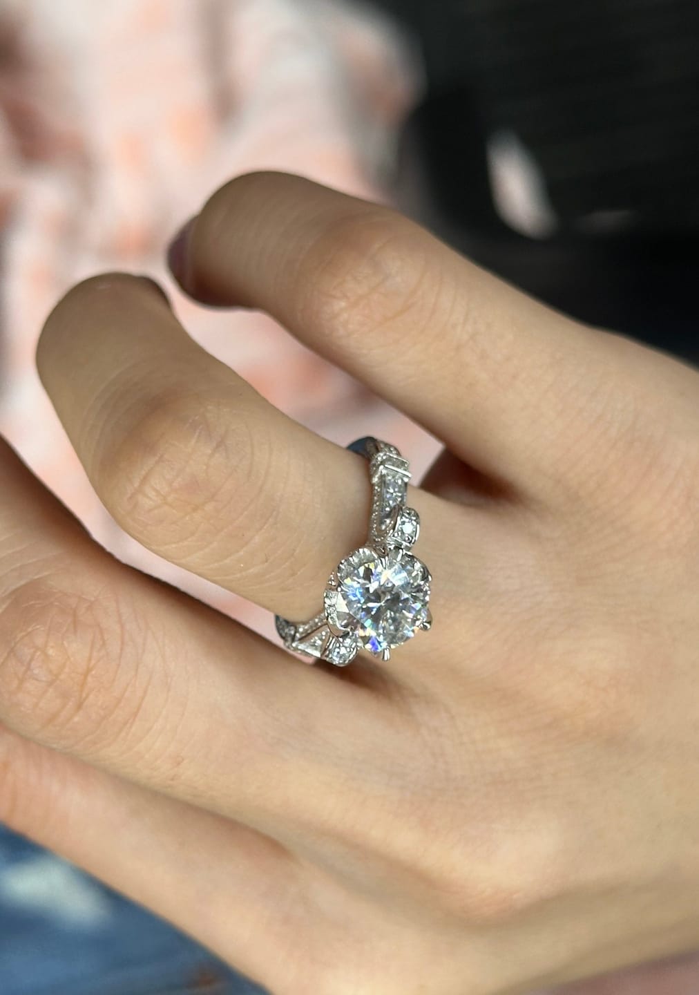 Customer photo review of S925 Moissanite 1.0~2.0 Carat Engagement Ring Promise Ring For Women