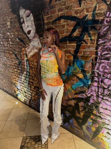 Customer photo review of LOW RISERS (WHITE DENIM)