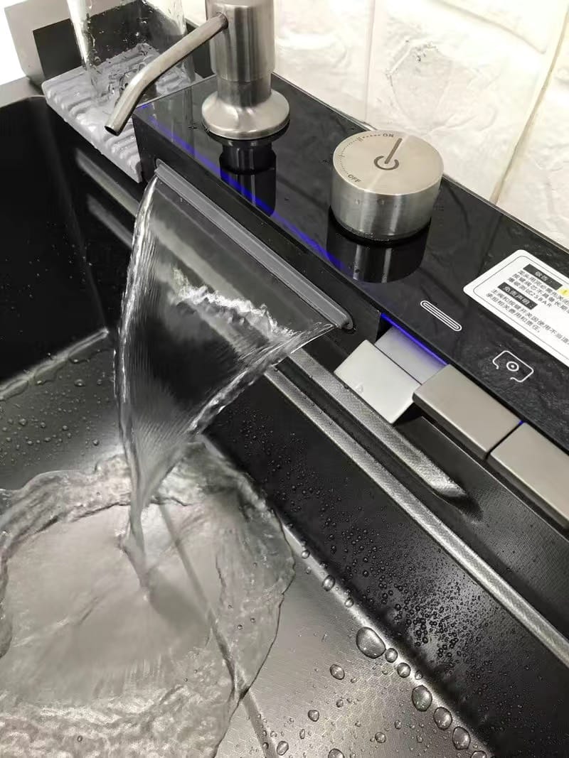 Customer photo review of Kitchen Deluxe Waterfall Workstation Sink with Digital Temperature Display Faucet